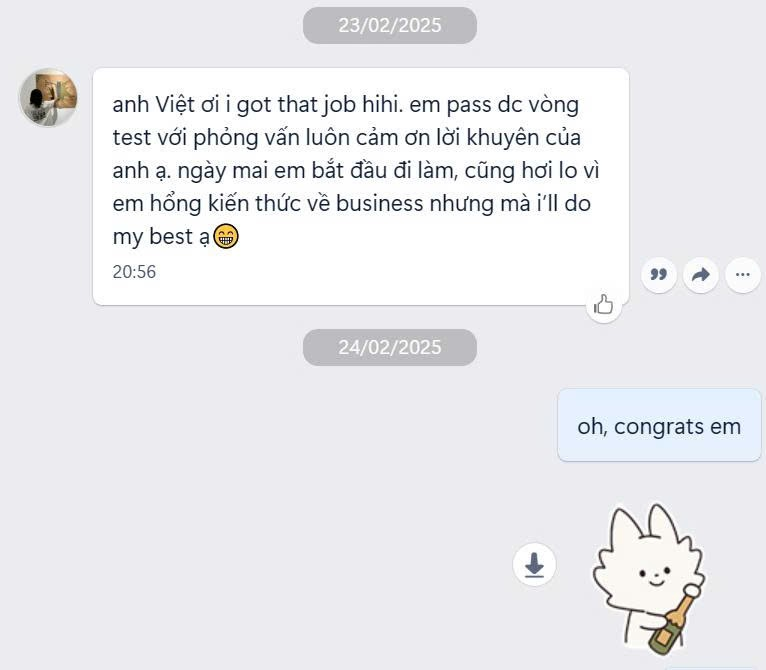 Phương Mai nhắn tin báo đậu job Ipsos